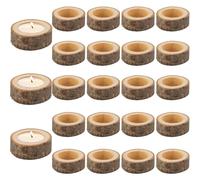 LOPYXBR 24 Pièces Bougeoir Bois Naturel, Porte Bougie Bois avec Écorce, Petit Rondin 6 x 2,5 cm, Support pour Bougie Chauffe-Plat, Table, Mariage et Décoration