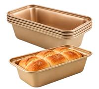 LOPYXBR 5 Pièces Moule A Cake Rectangulaire Acier Carbone Doré | Moule cake antiadhésif 25,2 x 13 x 6,2 cm pour pain, brioche, terrine et pâtisserie maison