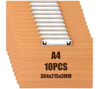 LOPYXBR Lot de 10 porte-blocs A4 horizontaux - En bois - Avec clip en métal et trou de suspension caché - Pour bureau, école