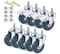 LOPYXBR Lot de 8 roulettes pivotantes pour charges lourdes - 75 mm - Avec frein - M10 x 25 mm - En acier laminé à froid - Pour meubles et atelier - 4 roues d'expédition et 4 roues de frein