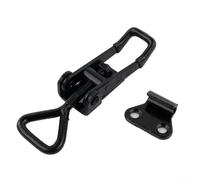 Loquet à bascule GH-4001 en acier noir - Loquet à loquet de 99,8 kg - Pince à ressort robuste pour boîtes à outils, armoires, portes, montage réglable, 90 mm