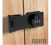 Loquet avec Verrou a Code, Verrou Porte en Alliage de Zinc Noir, Cadenas Code Rotatif à Intensif, Loquet Porte