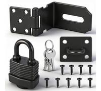 Loquet de Cadenas Agrafe avec Cadenas et Vis, Loquet Porte en Acier Inoxydable avec grafe Lourds, Fermeture Verrou Porte Etanche pour Chambre à Coucher Patio (90° Schnalle)