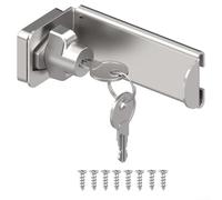 Loquet de porte à 90 degrés, avec clés, serrure de porte coulissante à angle droit, robuste pour ouverture vers l'intérieur ou portes coulissantes, sécurité de jardin, argenté/noir (argenté)