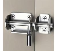 Loquet demi-rond en acier inoxydable : verrou coulissant, verrou de sécurité pour armoire, portes intérieures/extérieures, loquet de porte en acier robuste pour une installation facile 2 pièces,1 pièc