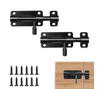 Loquet Porte, 2 Pièces 304 Targette Porte Exterieur, Verrou Porte Coulissante, Verrou Porte Exterieur pour Entrepôt Garage Grange Portail Cour Porte Clôture, Verrou Porte Interieure pour Chambre(Noir)