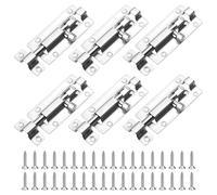 Loquet Porte Argent, 6 Pièces, Verrou Targette Inoxydable | Intérieur et Extérieur, Porte Coulissante, Pour Fenêtres, Portes de Salle de Bain