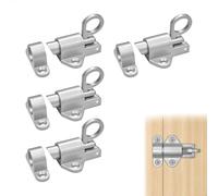 Loquet Porte Coulissante,Verrou Porte Interieure,Targette de Portes Aluminium Massif,Crochet Portee,pour Portes en Bois,Fenêtres Coulissantes,Fenêtres à Battants,Armoires,4 Pièces Argentées