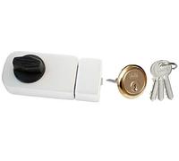 Loquet Verrou Porte complémentaire 50/60 Cylindre extérieur Bouton tournant blanc