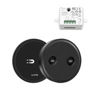 LoraTap Kit Interrupteur Sans Fil, Récepteur 2500W, Portée 200M, Emetteur Radio 868Mhz, 10 ans Autonomie, Va et vient, Commande à Distance Mural Sans Fil ON/OFF Pour Eclairage (Noir)