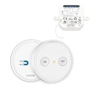 LoraTap Kit Interrupteur Sans Fil, Va et Vient Parallèle, Récepteur 2500W, Portée 200M, Emetteur Radio 868Mhz, 10 ans Autonomie, Commande à Distance Mural Avec Télécommande ON/OFF Pour Eclairage