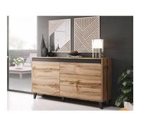 Lord - buffet bas - effet bois et noir - 3 tiroirs et 1 porte - 138 cm - Bois