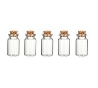 LORD C Lot de 5 petits pots vides en verre avec couvercles en liège - Bouteille de potion miniature pour loisirs créatifs, décoration, mariage, vœux, bijoux, cadeaux de fête, accessoires de rangement