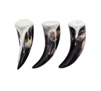 Lord of Battles Medieval Viking Drinking Horns Set of 3 Pieces Genuine Ox Horn Norseman Beer Drinking Vessel Horn for Ale Mead for Men and Women (Plain, 60-80 ML)