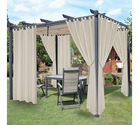 LORDTEX Lot de 2 Rideaux occultants imperméables d'intérieur/extérieur pour terrasse - Isolation Thermique - Blocage du Soleil - Rideaux occultants avec languettes adhésives Amovibles pour Chambre à