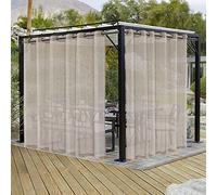 LORDTEX Rideaux en Toile de Jute Aspect Lin pour terrasse - 2 Panneaux imperméables Transparents pour pergola, Porche, Cabana et tonnelle à œillets intérieur/extérieur (254 x 304,8 cm, Lin)