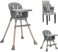 Lorelli Chaise haute Vanilla 3 en 1 Chaise d'enfant, plateau, repose-pieds, sangle gris