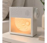 LORESJOY Réveil Lumineux Simulateur d'Aube avec Lampe de Chevet Lune | 20 Sons Naturels White Noise, Veilleuse 3 Niveaux de Luminosité, Chambre Enfant Adulte, Snooze, Type-C