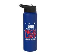 Lori On The Nice List Nom de Noël amusant Lori Stainless Steel Insulated Water Bottle