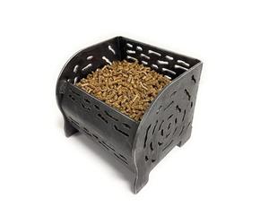 L'original Panier à pellets/granulés bruleur pour cheminée/poele et exterieur haute qualité fabrication robuste épaisseur 4mm 4,5kg (taille S)
