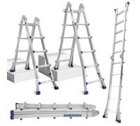 Lospitch Échelle multifonctionnelle, 513 cm, échelons 4 x 5, 3 en 1, en aluminium, télescopique, réglable, antidérapante, pliable, capacité de charge jusqu'à 150 kg