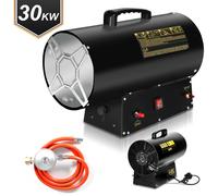 Lospitch Gas Heizgeblaese 30kw Gas Heizgeraet inkl. tuyau de raccordement et détendeur Puissance de chauffage pour bouteilles de gaz commerciales, alimentation piézoélectrique