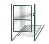 Lospitch Portillon de Jardin,125x100cm Vert acier galvanisé avec serrure, poignée et 3 clé, Portail de Clôture Porte de Clôture, Robuste et durable, Facile à Installer