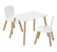 Lot 1 table rectangle + 2 chaises enfant MDF et pin