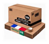 Lot 10 Cartons de Déménagement - Grand format - 80 x 40 x 40 cm | Résistant 20 kg - Poignées Renforcées - Adhésif offert - Format XL, Grande capacité - Pour Déménagement, Stockage