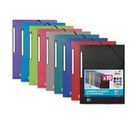 Lot 10 Chemises 3 rabats Oxford Osmose A4 avec élastique couverture polypro coloris assortis