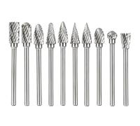 Lot 10 Fraises Carbure Tungstène Double Coupe Tige 1/8" compatible avec Dremel - Outil Rotatif Sculpture Bois Gravure Métal