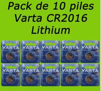 LOT 10 PILES BOUTON LITHIUM VARTA CR2016 6016 3V 90mAh - sous blister