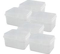 Lot 12 boîte de conservation carrée avec couvercle, récipient alimentaire, capacité 1.3 L - Longueur 16 x Profondeur 17 x Hauteur 8.5 cm- JUANIO - Transparent G