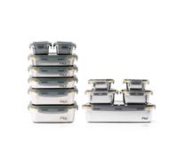 Pika | Lot de 12 boites alimentaires en inox | Compatible au micro-ondes | Batch cooking, Compatible au micro-ondes, four, congélateur, Rangement facile