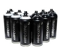 Lot 12 Bombes Peinture Mtn Hardcore Noir Et Blanc