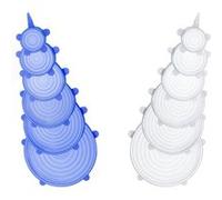 Lot 12 couvercles micro-onde extensibles en silicone - 6 tailles (6 bleus/6 blancs) HobbyTech