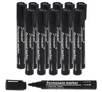 Waytex Lot de 12 Marqueurs Permanents Noir Pointe Conique Encre indélébile Feutre Pointe Ogive 1,5 à 2 mm