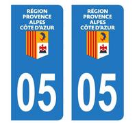 Lot 2 Autocollants Stickers plaque immatriculation voiture auto département 05 Hautes-alpes Logo Région Provence-Alpes-Côte d’Azur