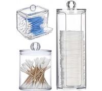 Lot 2 Boîtes Coton Tige + 1 Rangement Transparent PET Transparent