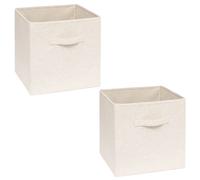 Toilinux - Lot 2 boîtes de rangement TIDY BOX - L. 31 x l. 31 x H. 31 cm - Beige