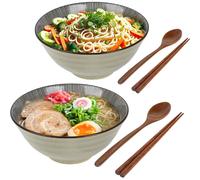 Lot 2 bols ramen japonais 1100 ml avec baguettes kaki