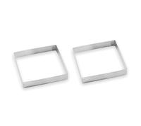 Lot 2 cercles à tarte perforés en inox carré 12 cm Mathon