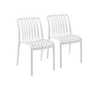 Chaises de jardin - TECTAKE - Lot de 2 chaises ALCUDIA empilables et résistantes aux intempéries 47 x 58 x 80,5 cm - Crème
