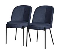 Lot 2 chaises de salle à manger bleu foncé polyester pieds en métal confortable