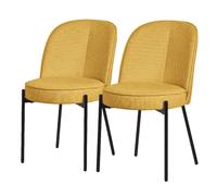 ML-Design Lot de 2 Chaises de Salle à Manger, Moutarde en Polyester avec Pieds Métalliques, Dossier Confortable Arrondi, Assise Rembourrée, Sièges Ergonomiques pour Cuisine et Salon, Design Moderne