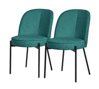 Lot 2 chaises de salle à manger pétrole polyester pieds en métal confortable