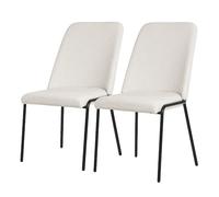 Lot 2 chaises de salle à manger rembourrées beige polyester pieds en métal