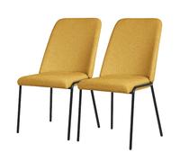 Lot 2 chaises de salle à manger rembourrées moutarde polyester pieds en métal