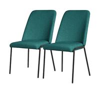 Lot 2 chaises de salle à manger rembourrées pétrole polyester pieds en métal