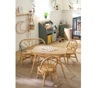 Lot 2 chaises et table en rotin bois TU